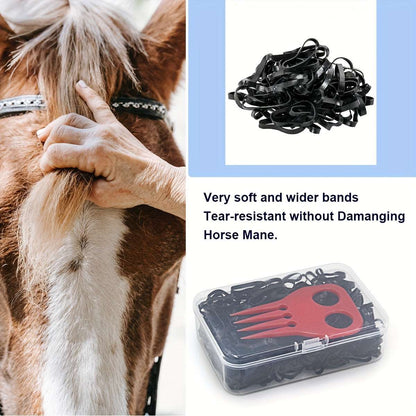 1 Set Of High Quality Horse Braiding Silicone/Gel Bands With Plastic Mane Comb Packed In Box