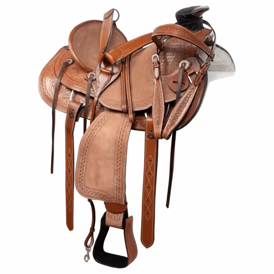 Premium Western Horse Saddle Authentic Cowboy Style Leather Set