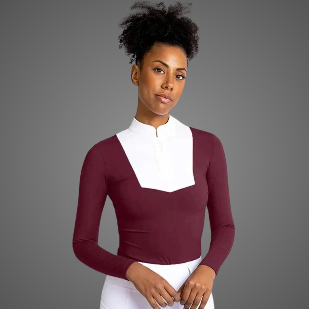 Equimap Velvet Ride: Burgundy Super Soft Equestrian Base Layer for Women