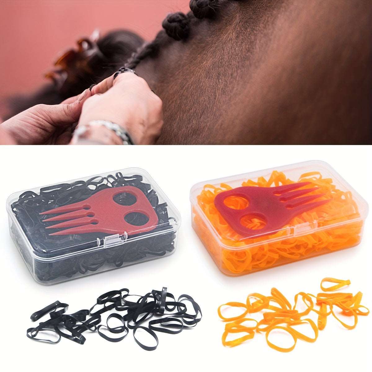 1 Set Of High Quality Horse Braiding Silicone/Gel Bands With Plastic Mane Comb Packed In Box