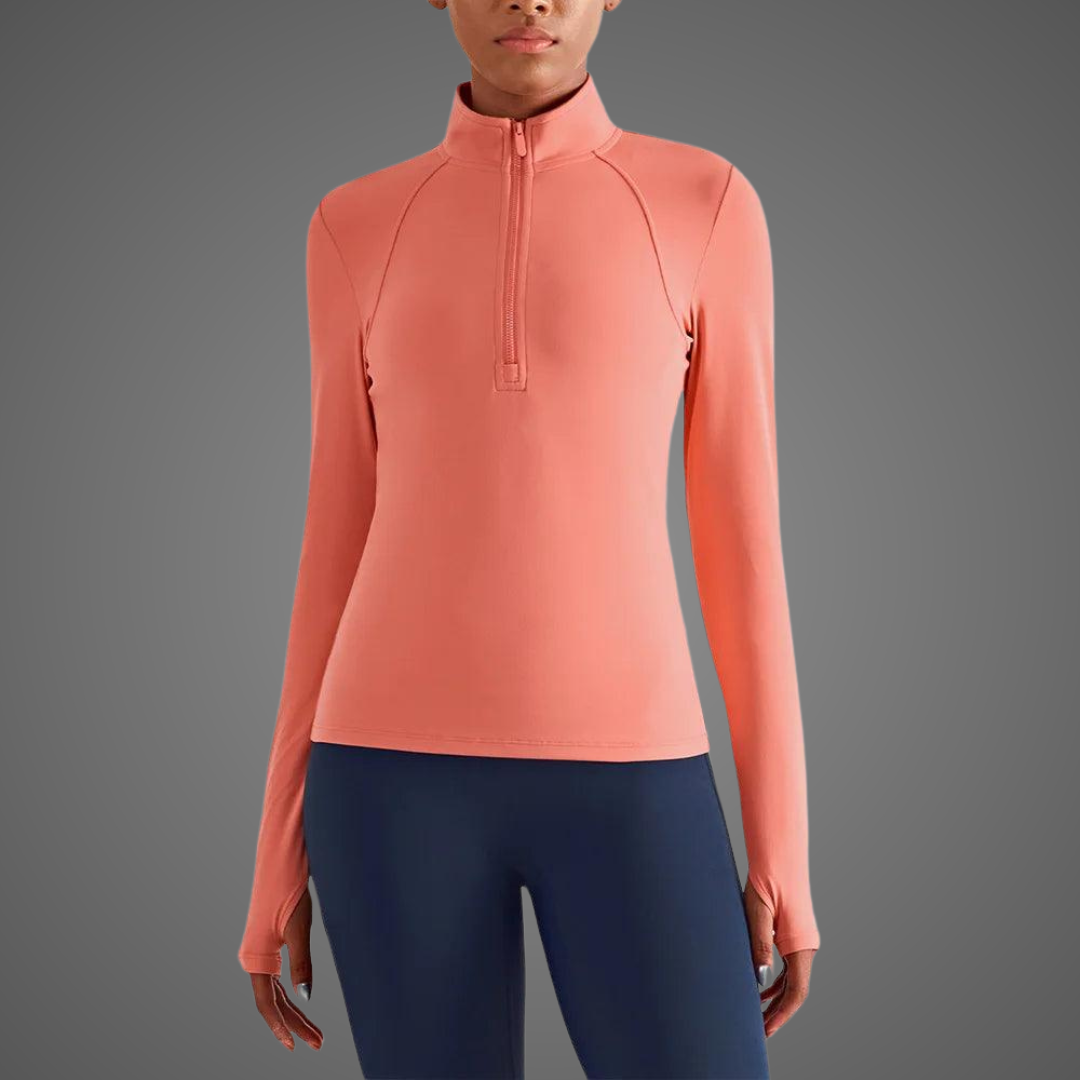 Equimap Women Horse Riding Base Layer Long Sleeve Half Zipper Riding Top