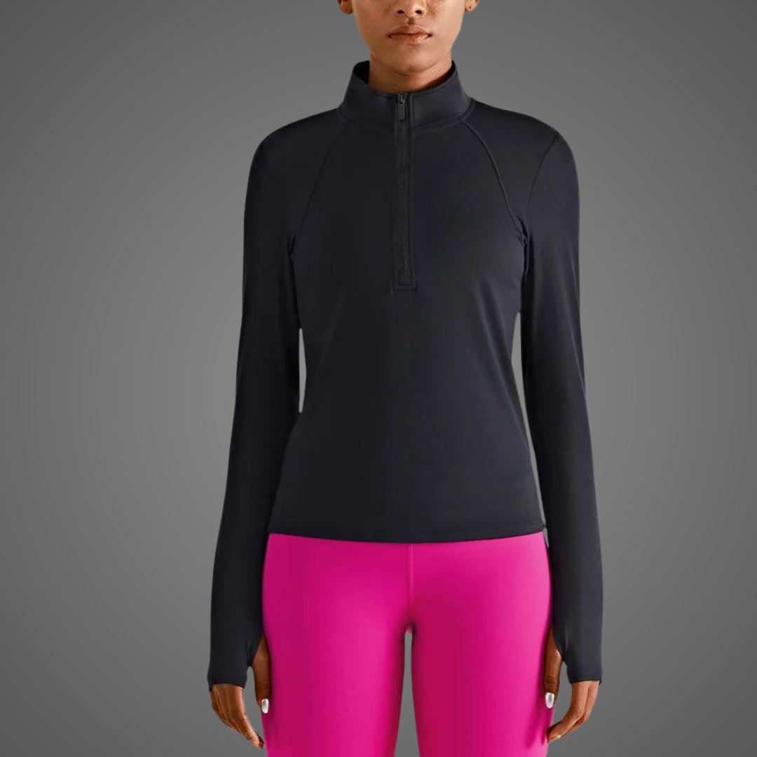 Equimap Women Horse Riding Base Layer Long Sleeve Half Zipper Riding Top