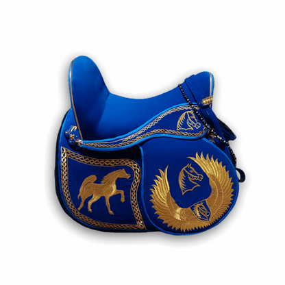 Kheel Masr Blue Embroidered Handmade Full Set Saddle