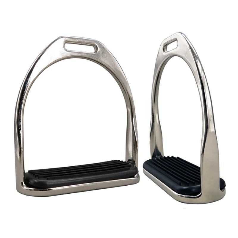 1 Pair Stainless Horse Stirrup Equestrian Stirrups Horse Racing Equipment Anti-slip Rubber Treads