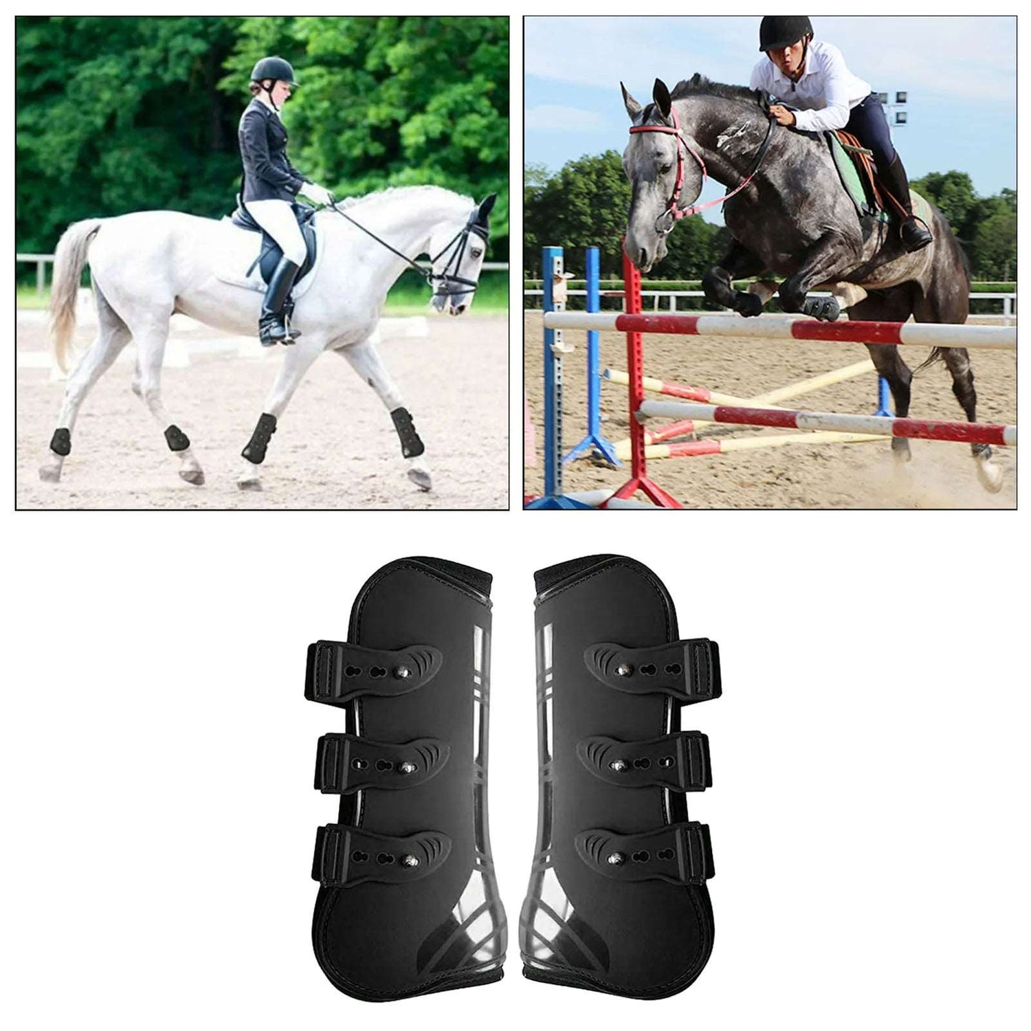 Horse Tendon Boot Horse PU Shell Neoprene Lined Front/Rear Leg Boots Sets