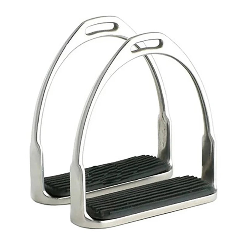 1 Pair Stainless Horse Stirrup Equestrian Stirrups Horse Racing Equipment Anti-slip Rubber Treads