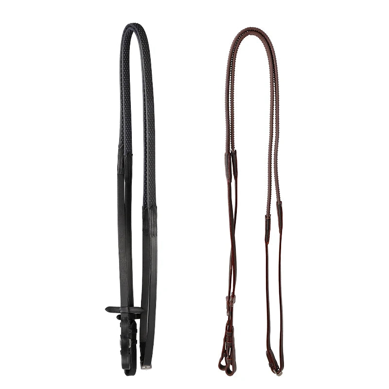 Cavassion Leather Reins Soft Rubber Grip Reins