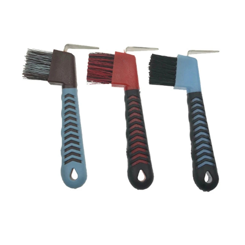 Dual Use Anti-Slip Soft Grip Hoof Pick Rubber With Brush Cleaning Tools Horse Grooming Tools Durable -1pc  Random Color