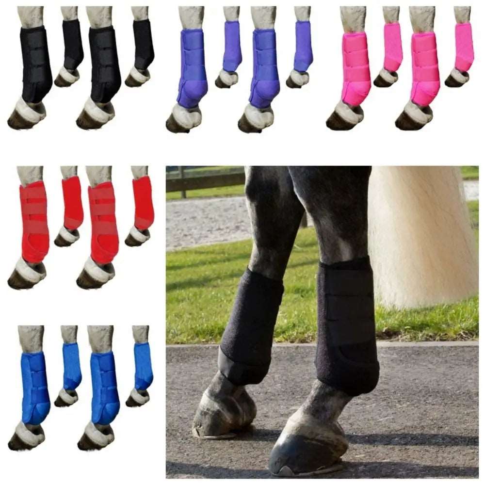 Colorful Horse Sport Boots Set Durable Breathable Leg Protective Support Gear 3 Size Comfortable Front Hind Legs Guard 4pcs/set