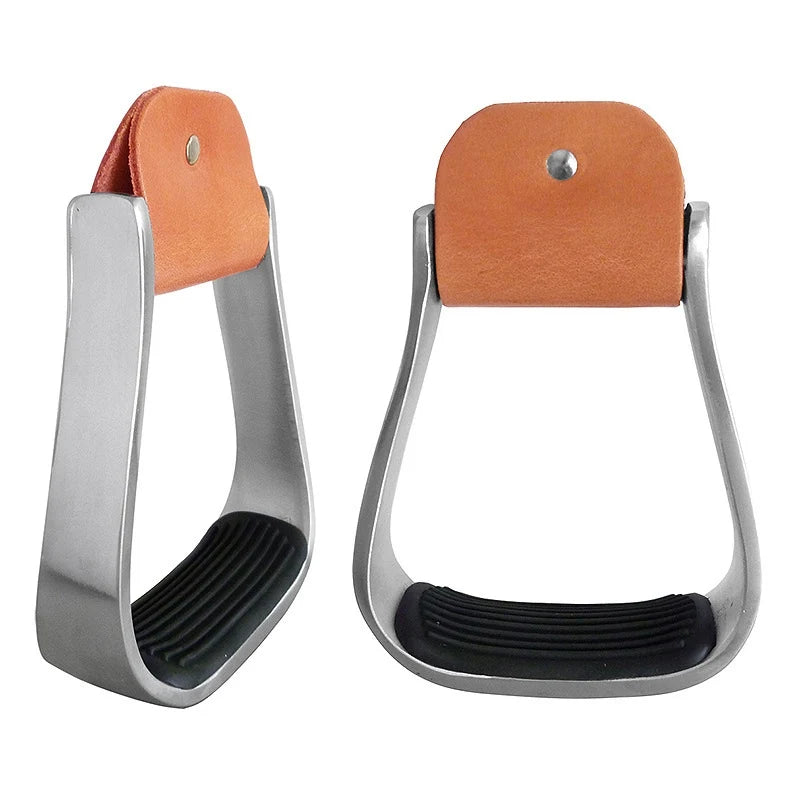 New Aluminum Horse Stirrups Western Style Saddle Tack Overshoe Safety Fashion Horse Stirrup with Rubber Anti-Slip Foot Mat