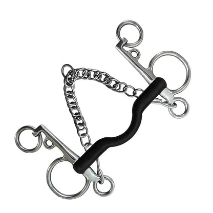 Equimap SilverTrim Gag: Horse Bit with Curb Hooks, Chain, and Elegant Silver Details - Equimap