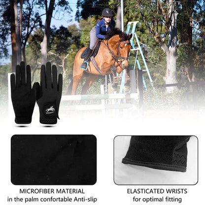 Equimap Anti-Slip Horse Riding Gloves for Women - Black &amp; Purple - Equimap