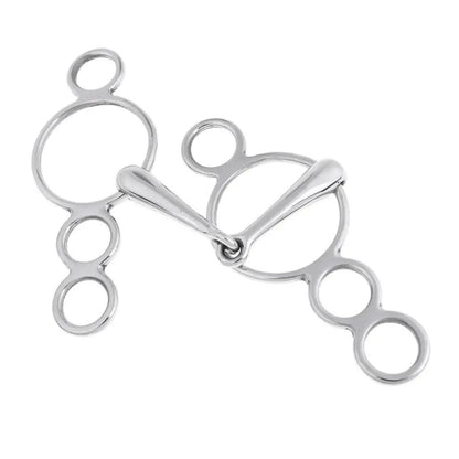 Equimap TriRing Gag: Stainless Steel 3-Ring Horse Bit, 135mm - Equimap