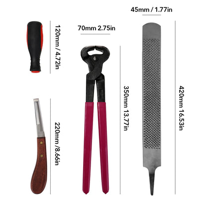 Package 4pcs Horse Equipment Horses Farrier Hoof Nipper Trim Shoeing File Rasp Handle Hoof Cutter Tool