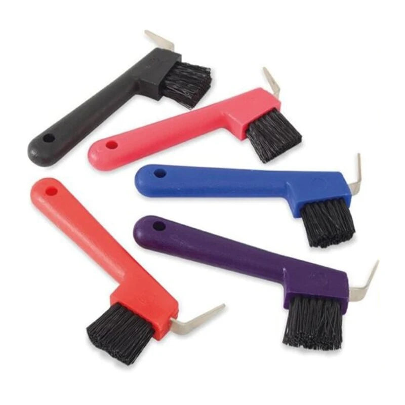 Dual Use Anti-Slip Soft Grip Hoof Pick Rubber With Brush Cleaning Tools Horse Grooming Tools Durable -1pc  Random Color