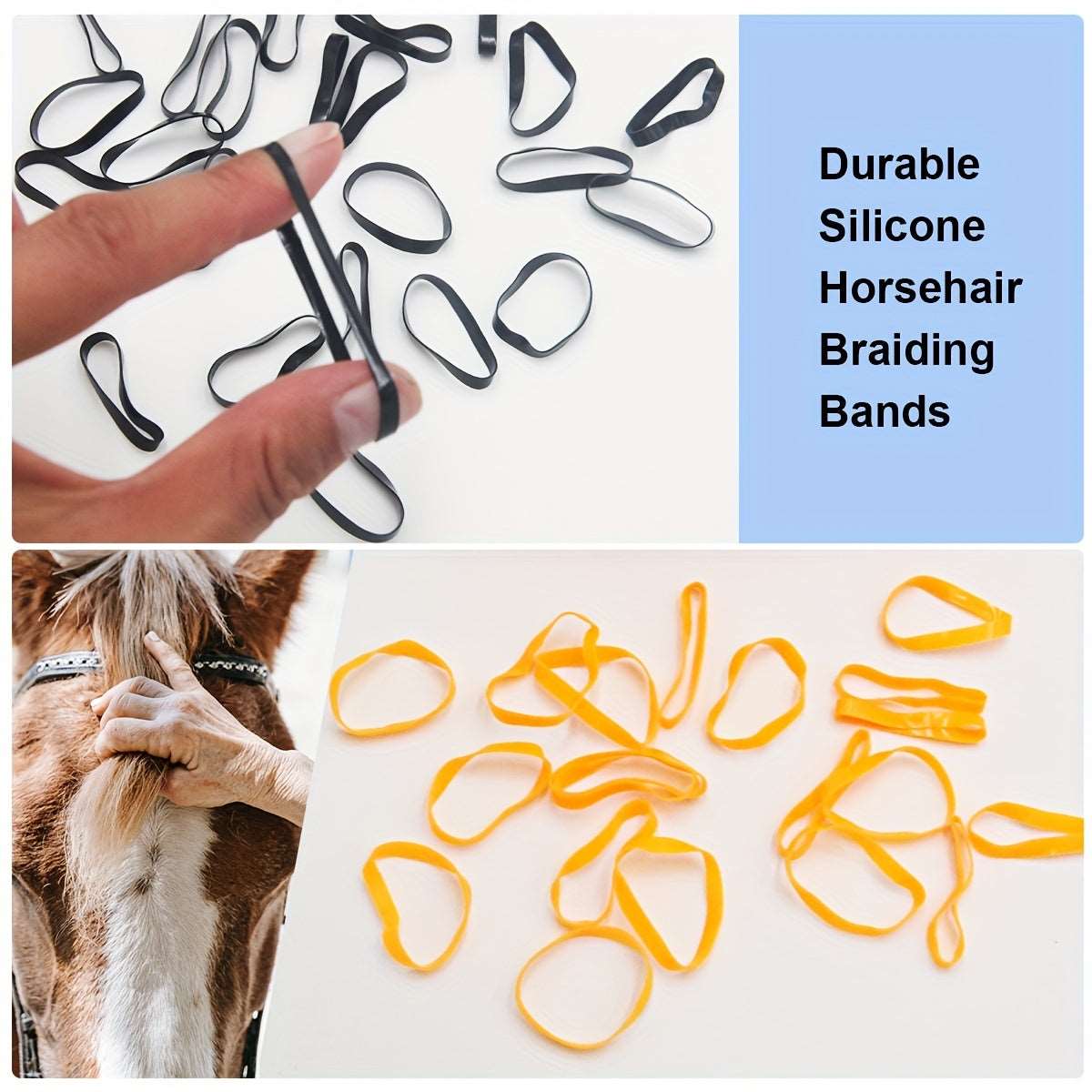 1 Set Of High Quality Horse Braiding Silicone/Gel Bands With Plastic Mane Comb Packed In Box