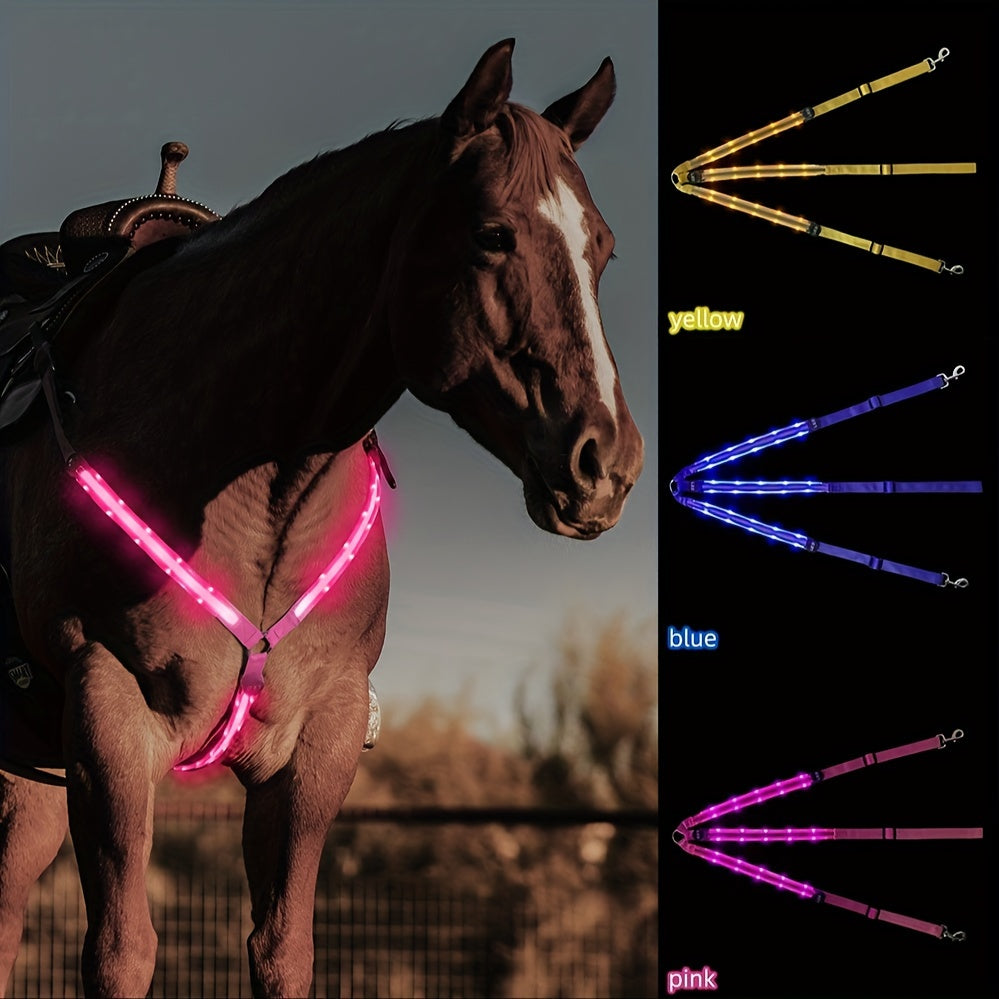 Horse Chest Strap With LED Reflective Light For Night Ride