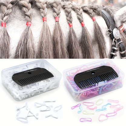 Silicone Rubber Bands With Plastic Comb For Horses In Box Set