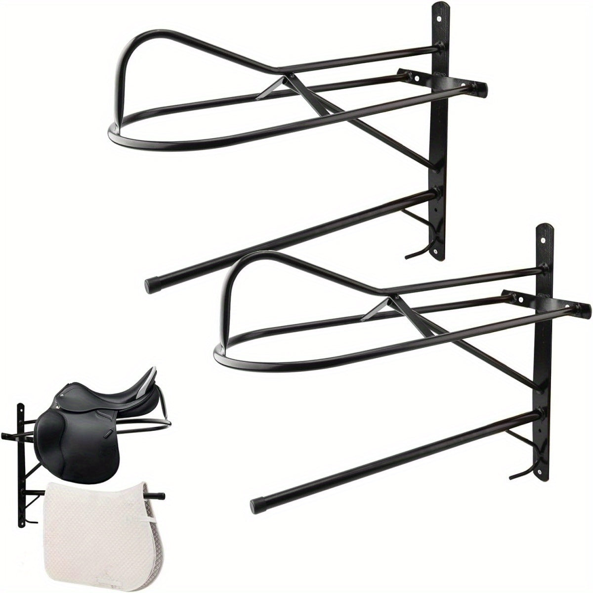 Wall-Mounted Saddle Rack with Pad Bar - Set of 2