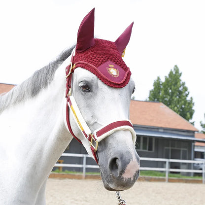 Cavassion Navy Horse Ear Cover with White Embroidery - Equimap