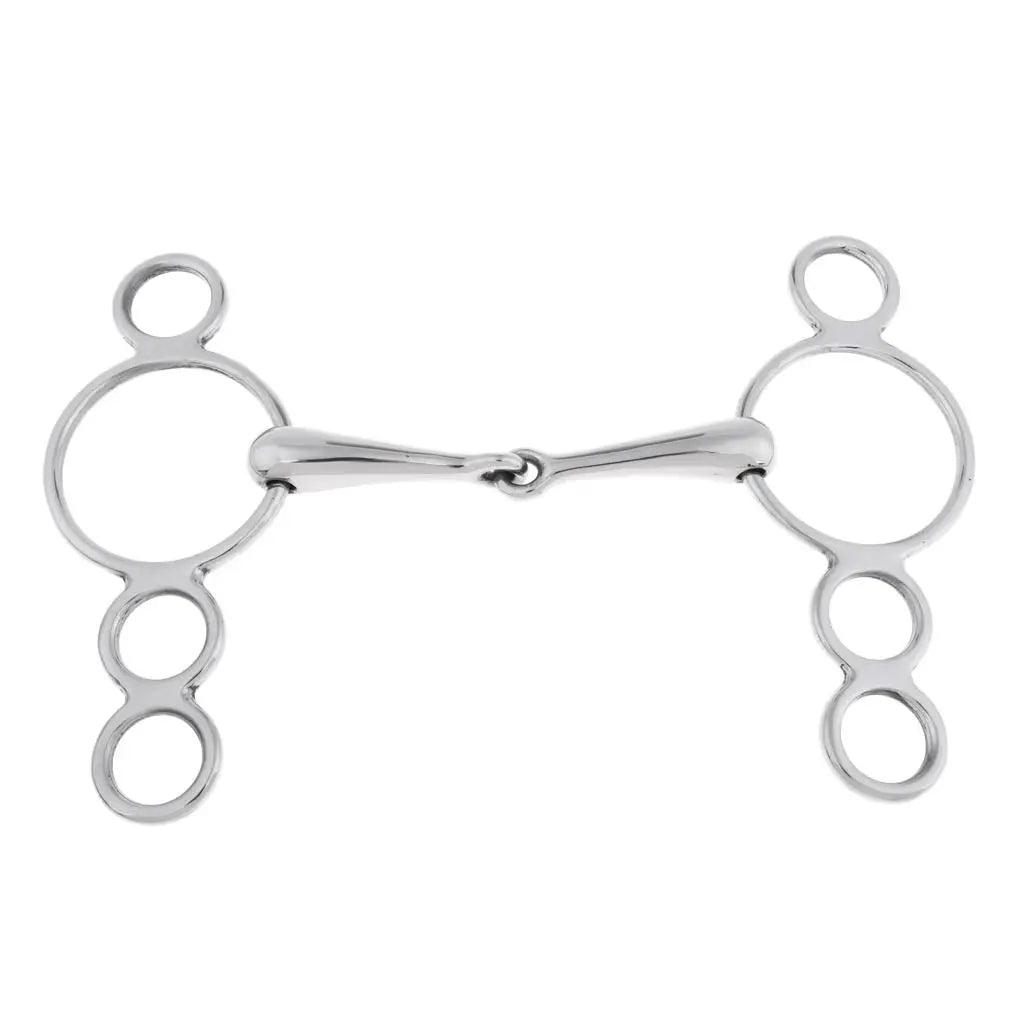 Equimap TriRing Gag: Stainless Steel 3-Ring Horse Bit, 135mm - Equimap