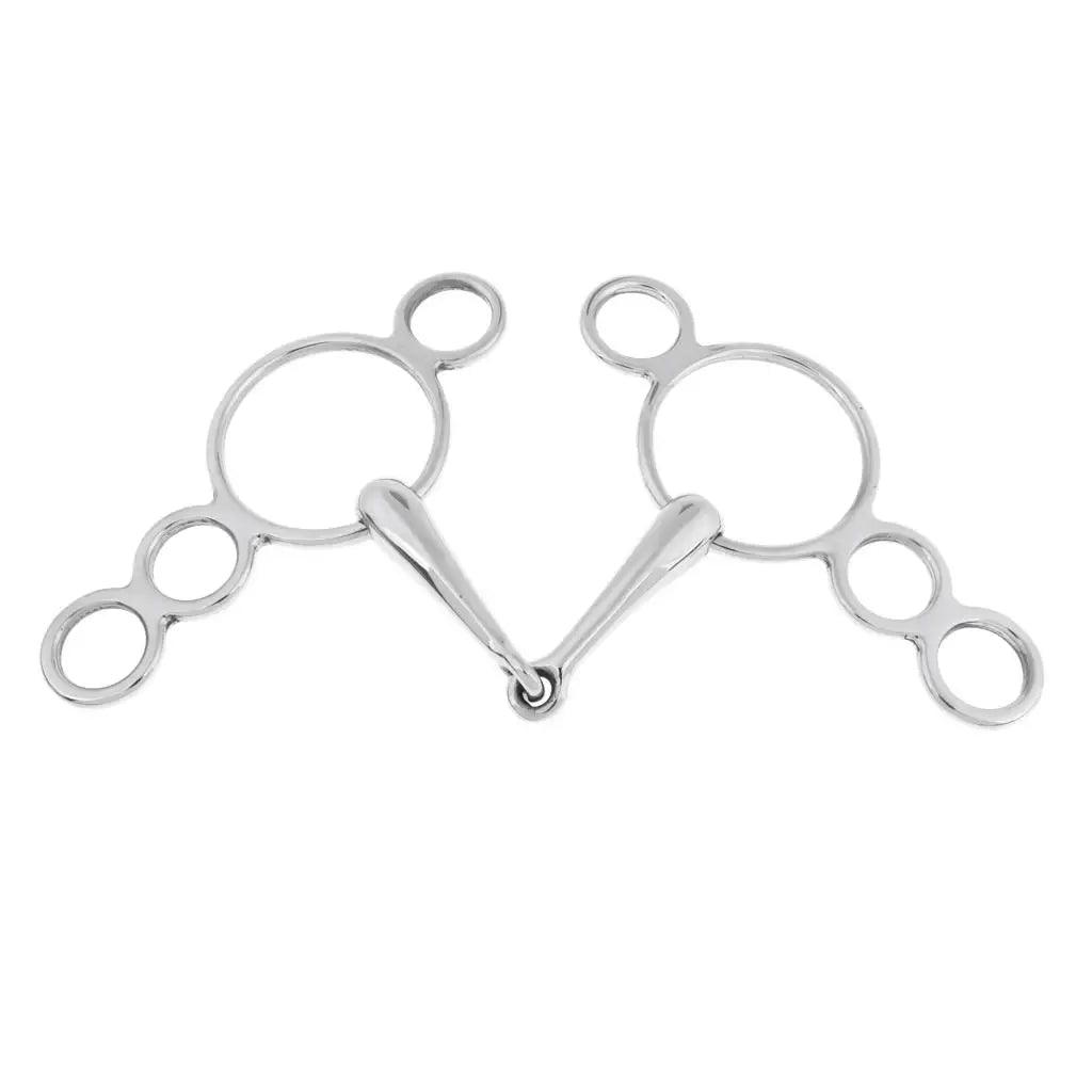 Equimap TriRing Gag: Stainless Steel 3-Ring Horse Bit, 135mm - Equimap