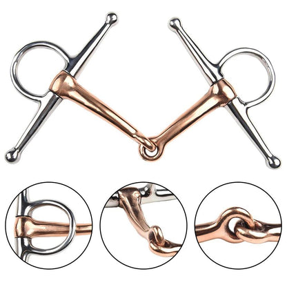 Equimap Horse Bit: Stainless Steel Full Cheek Snaffle Bit with Copper Mouth - Equimap