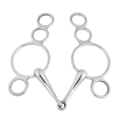 Equimap TriRing Gag: Stainless Steel 3-Ring Horse Bit, 135mm - Equimap