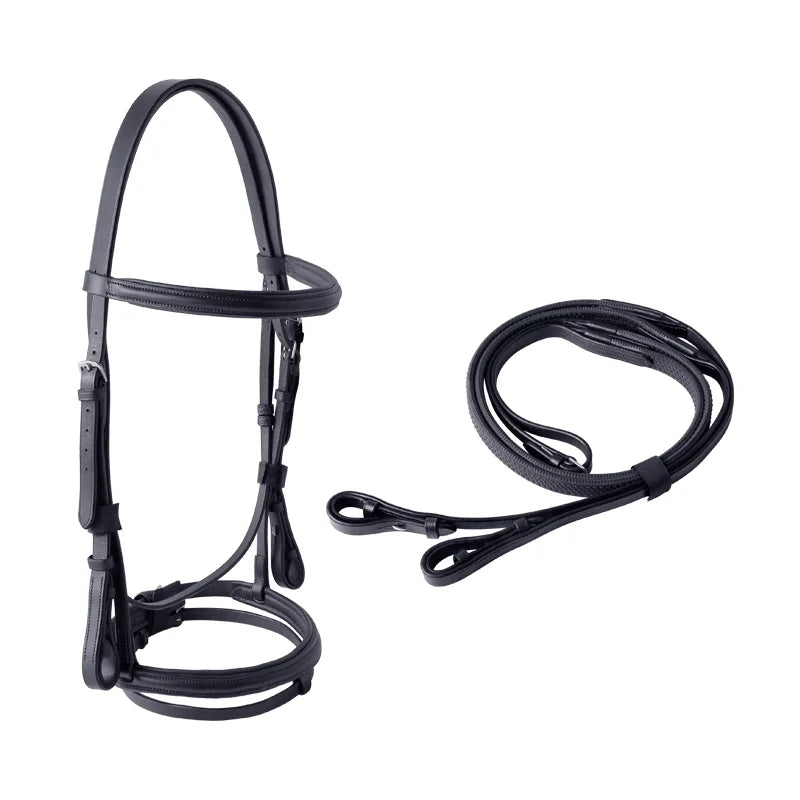 Equimap Bridle Leather Reins &amp; Horse Halter Set - Equimap