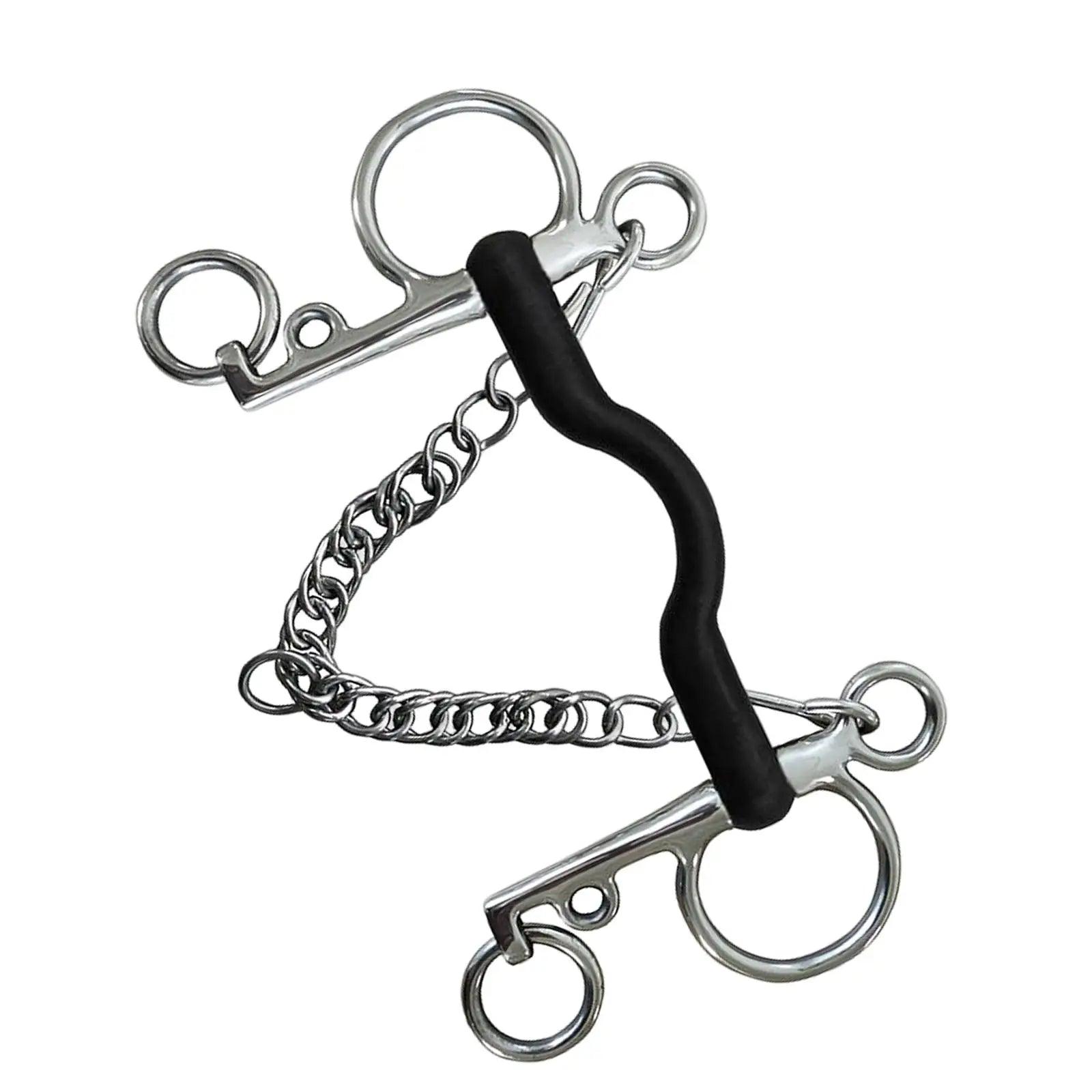 Equimap SilverTrim Gag: Horse Bit with Curb Hooks, Chain, and Elegant Silver Details - Equimap